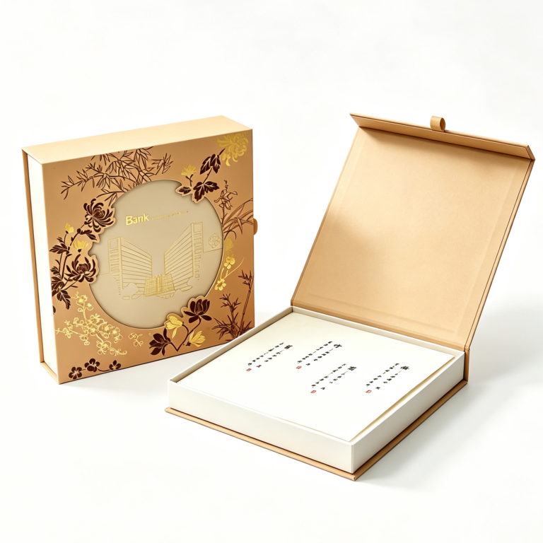 Eco-friendly Luxury Gold Foil Hollow-out Vintage Book-Shaped Gift Box
