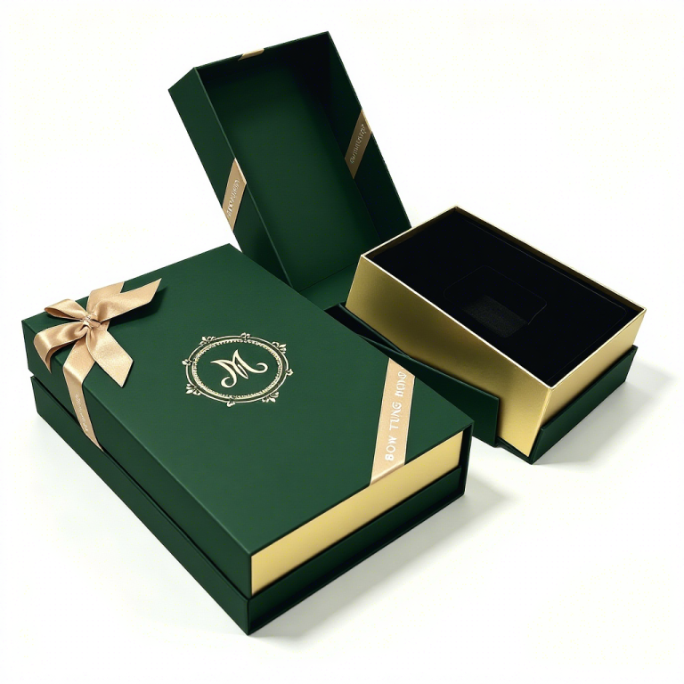 Eco-friendly Luxury Gold Foil Logo Book-Shaped Rigid Gift Box