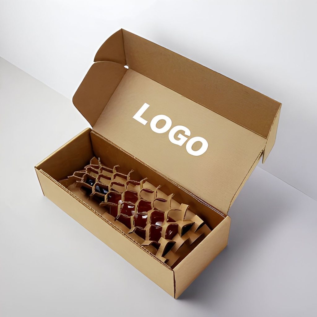 Custom protective kraft honeycomb wrap paper hexpand shipping box with fixed insert