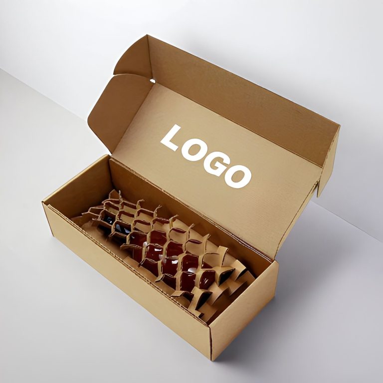 Custom Protective Kraft Honeycomb Wrap Paper Hexpand Shipping Box with Fixed Insert
